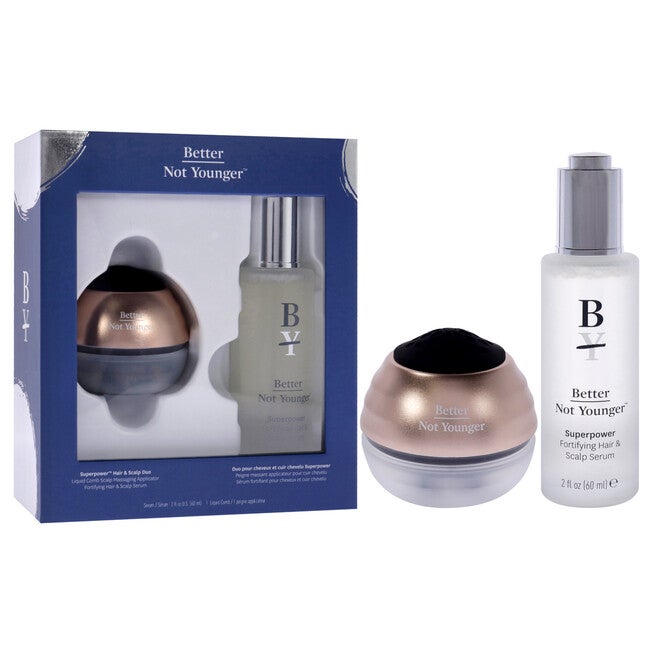 Superpower Hair and Scalp Duo by Better Not Younger for Unisex - 2 Pc 2oz Superpower Fortifying Hair and Scalp Serum, Superpower Liquid Comb, See Description, alternate image number 1