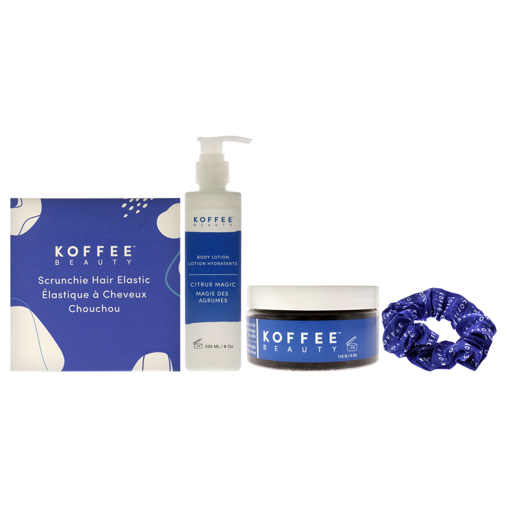Citrus Magic Set by Koffee Beauty for Unisex - 3 Pc 4oz Citrus Magic Coffee Scrub, 8oz Citrus Magic Body Lotion, Silk Scrunchie, , alternate image number 4