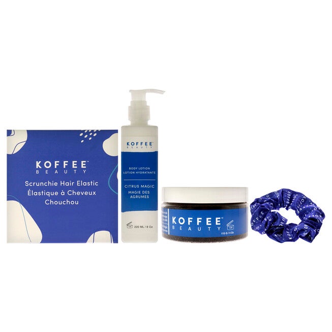 Citrus Magic Set by Koffee Beauty for Unisex - 3 Pc 4oz Citrus Magic Coffee Scrub, 8oz Citrus Magic Body Lotion, Silk Scrunchie, , alternate image number 4