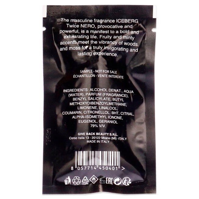 Iceberg Twice Nero by Iceberg for Men - 1.2 ml EDT Spray Vial (Mini), NA, alternate image number null