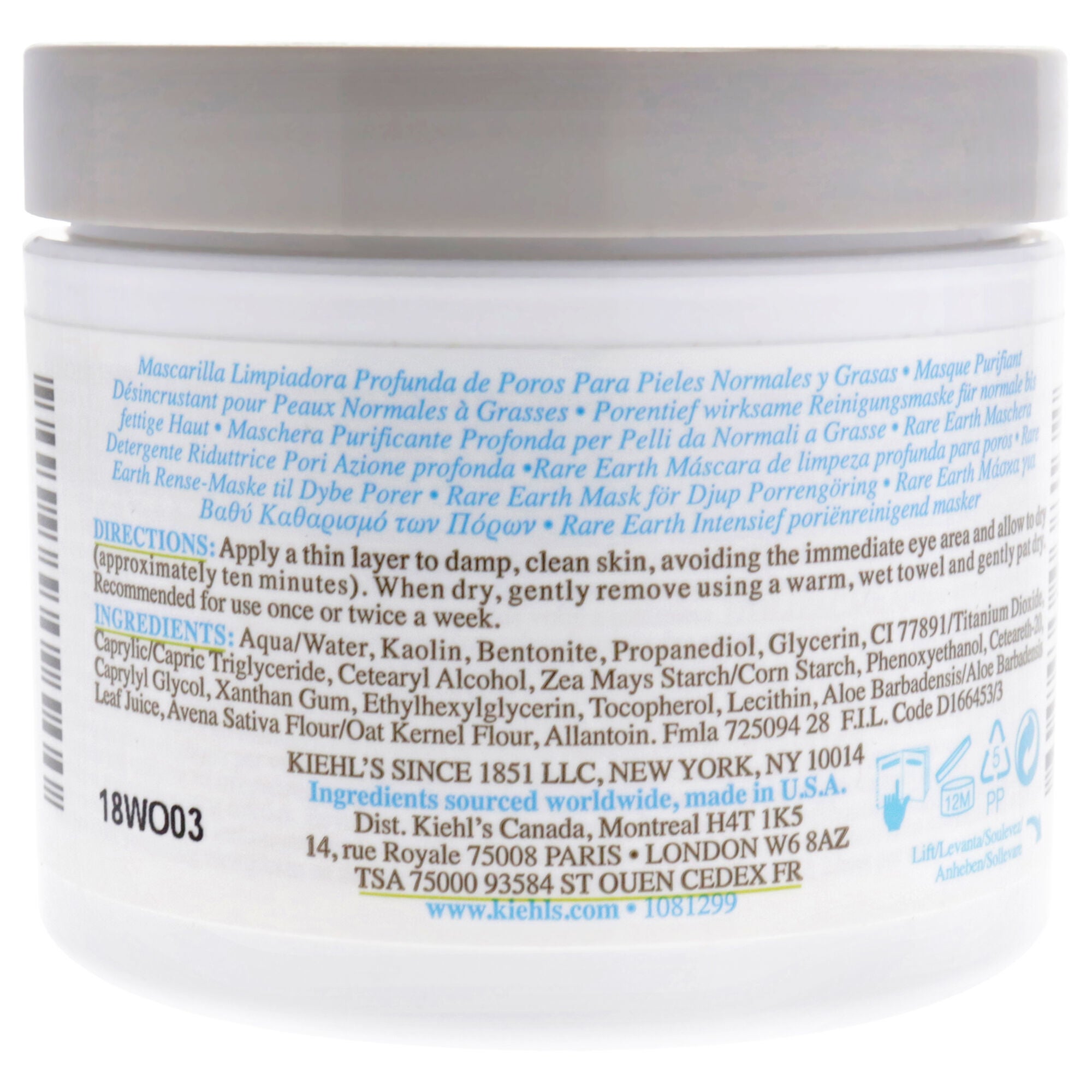 Rare Earth Deep Pore Cleansing Masque by Kiehls for Unisex - 4.2 oz Mask, See Description, alternate image number 1