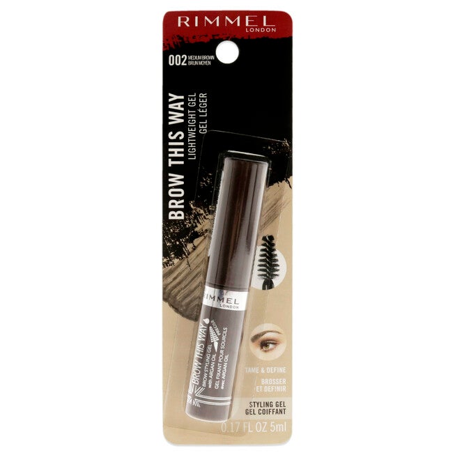 Brow This Way Lightweight Gel - 002 Medium Brown by Rimmel London for Women - 0.17 oz Eyebrow Gel, See Description, hi-res image number 0