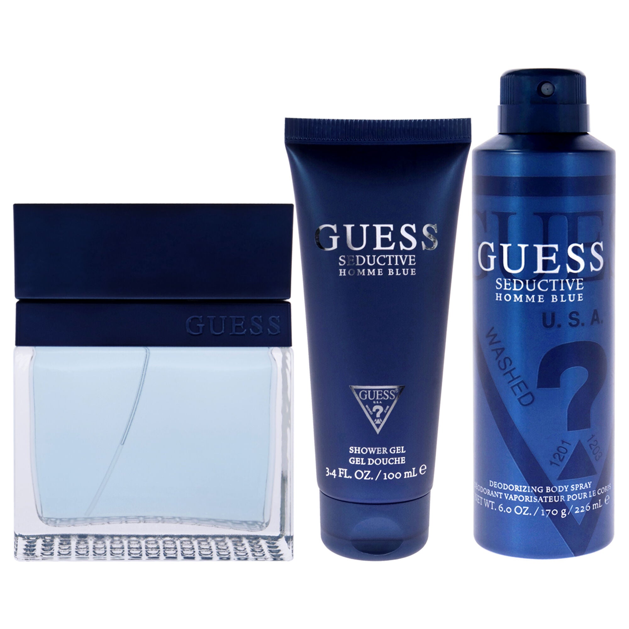 Seductive Homme Blue by Guess for Men - 4 Pc Gift Set 3.4oz EDT Spray, 6oz Deodorant Body Spray, 3.4oz Shower Gel, Pouch, , alternate image number 6