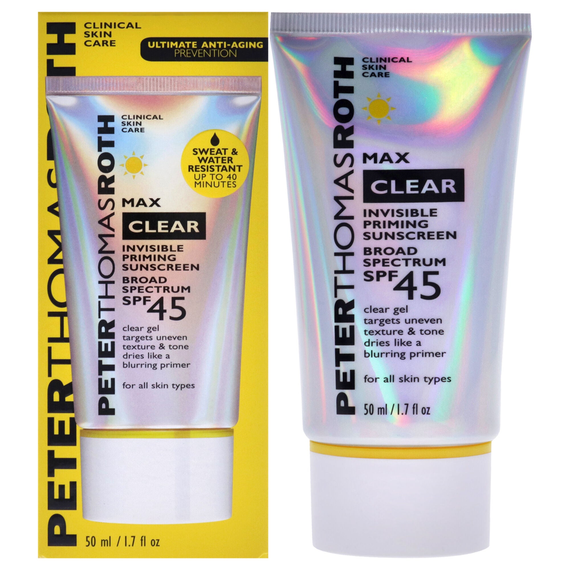 Clear Invisible Priming Sunscreen SPF 45 by Peter Thomas Roth for Unisex - 1.7 oz Sunscreen, See Description, hi-res image number 0