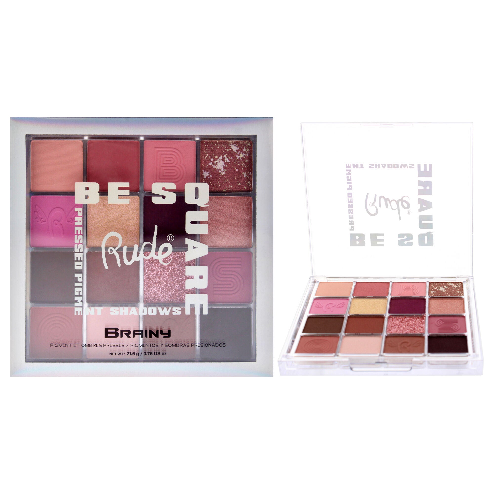 Be Square Pressed Pigments and Shadows - Brainy by Rude Cosmetics for Women - 0.76 oz Makeup, Multi, hi-res image number 0
