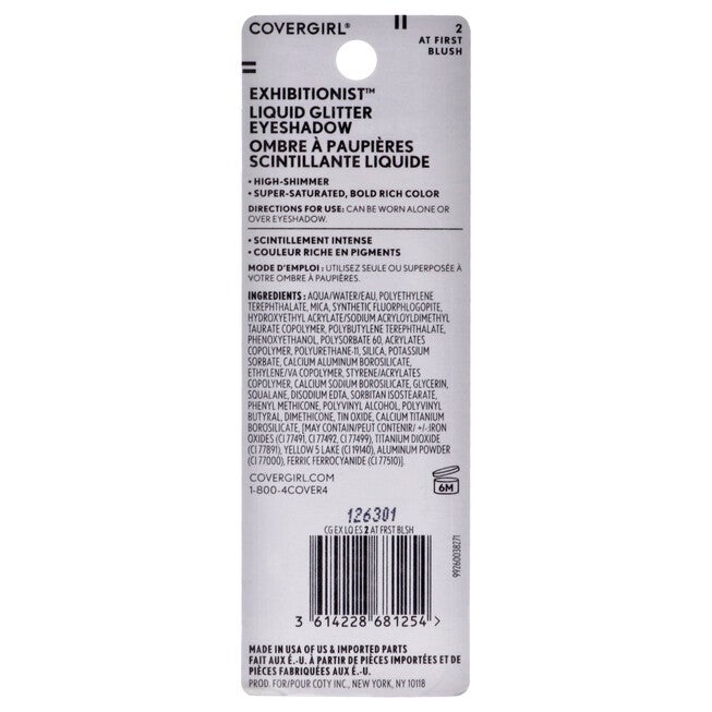 Exhibitionist Liquid Glitter Eyeshadow - 2 At First Blush by CoverGirl for Women - 0.13 oz Eye Shadow, , alternate image number null
