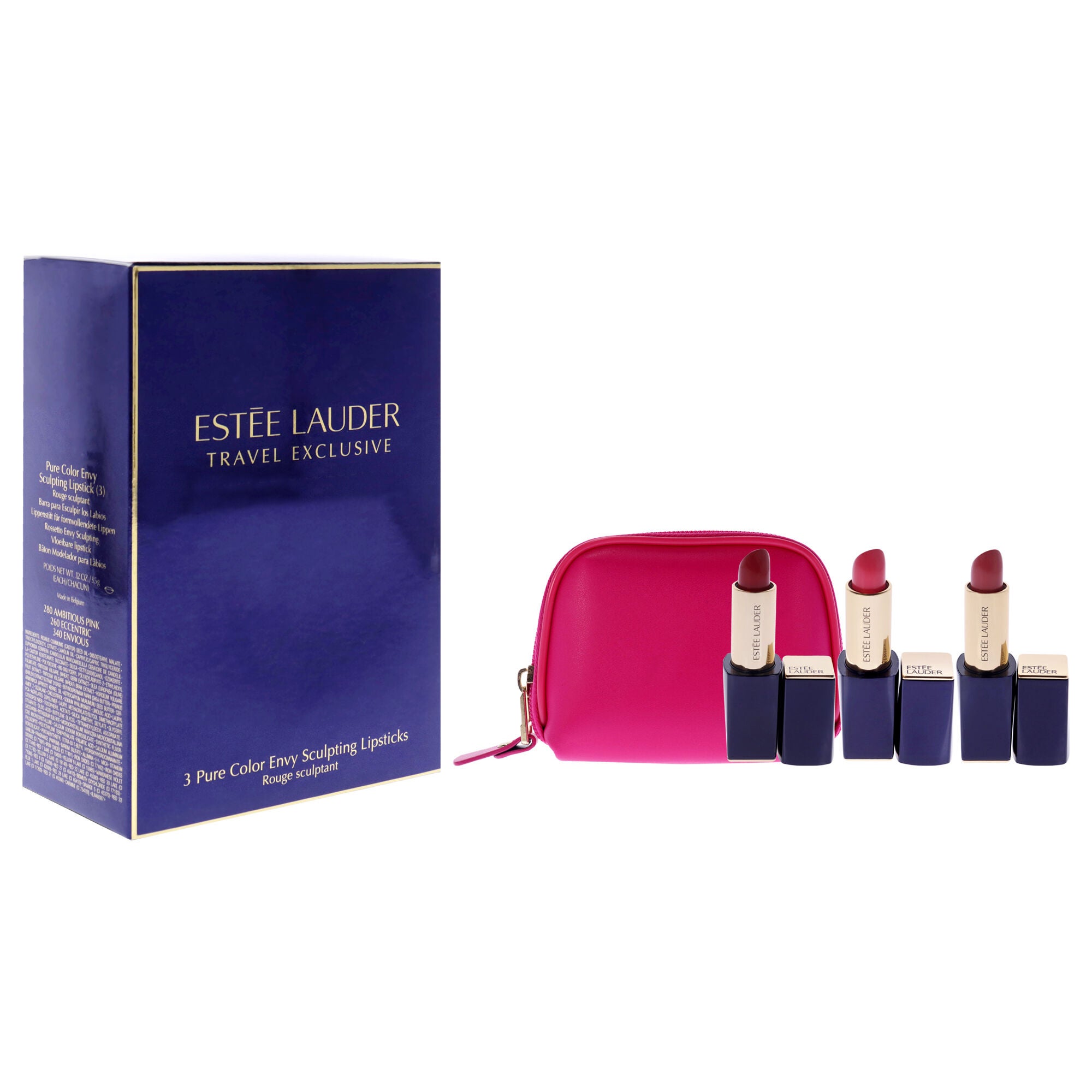 Pure Color Envy Sculpting Lipsticks Trio by Estee Lauder for Women - 3 Pc 0.12oz Lipstick - 280 Ambitious Pink, 260 Eccentric, 340 Envious, See Description, alternate image number 2