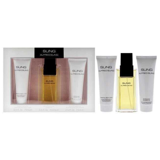 Sung by Alfred Sung for Women - 3 Pc Gift Set 3.4oz EDT Spray, 2.5oz Essential Body Lotion, 2.5oz Refreshing Shower Gel, See Description, hi-res image number null