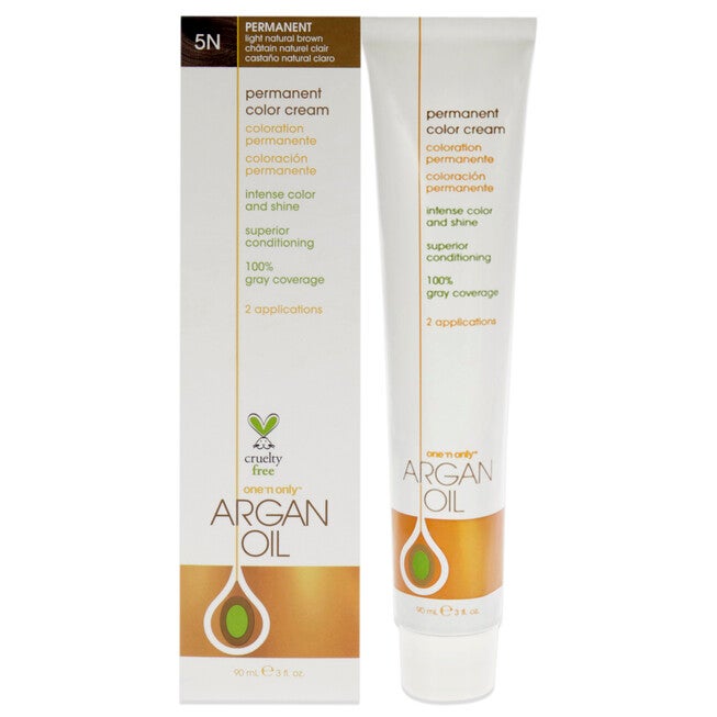 Argan Oil Permanent Color Cream - 5N Light Natural Brown by One n Only for Unisex - 3 oz Hair Color, NA, hi-res image number null