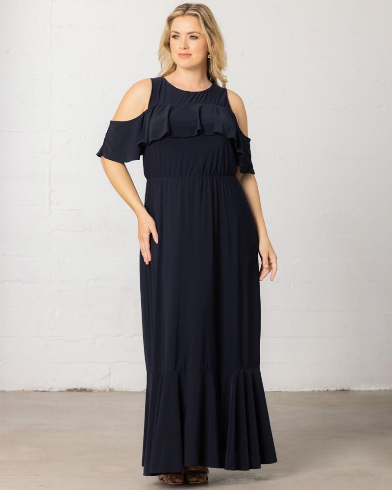 Piper Cold Shoulder Maxi Dress, Nouveau Navy, alternate image number 2