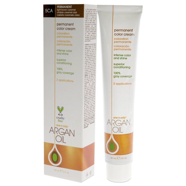 Argan Oil Permanent Color Cream - 5CA Light Brown Caramel by One n Only for Unisex - 3 oz Hair Color, NA, alternate image number null