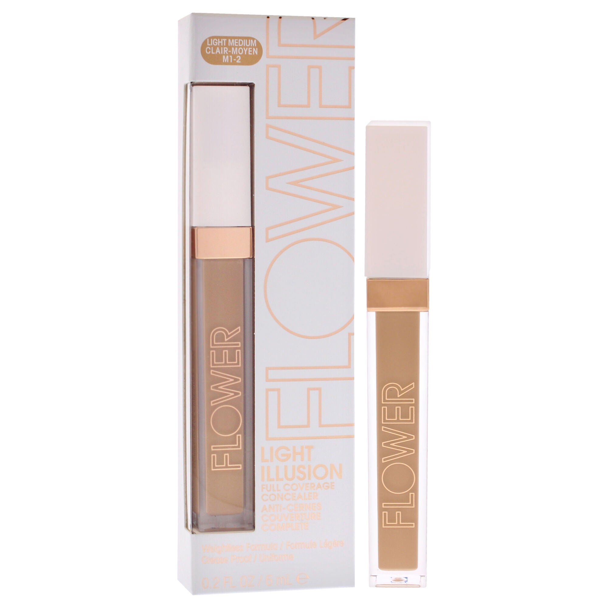 Light Illusion Full Coverage Concealer - M1-2 Light Medium by Flower Beauty for Women - 0.2 oz Concealer, Brown, alternate image number 2