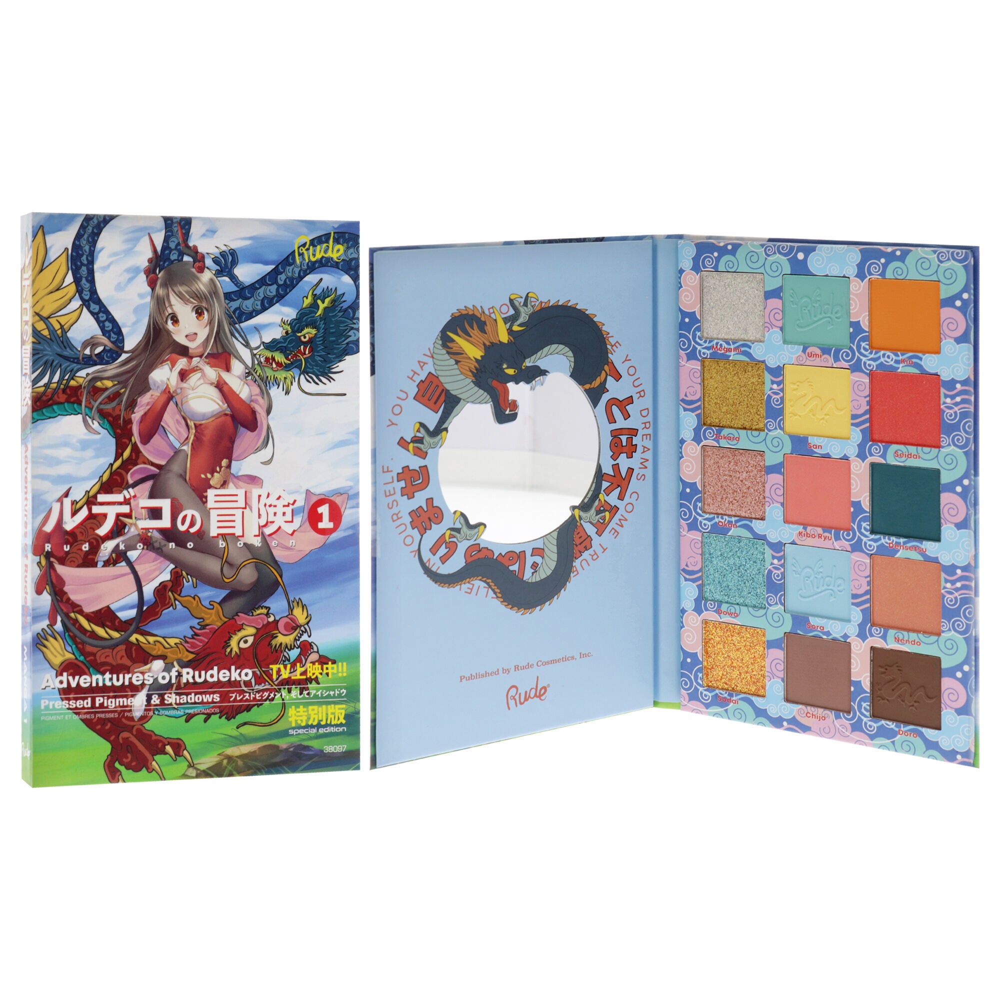 Manga Collection Pressed Pigments and Shadows Palette - Adventures of Rudeko by Rude Cosmetics for Women - 0.77 oz Eye Shadow, See Description, alternate image number 1