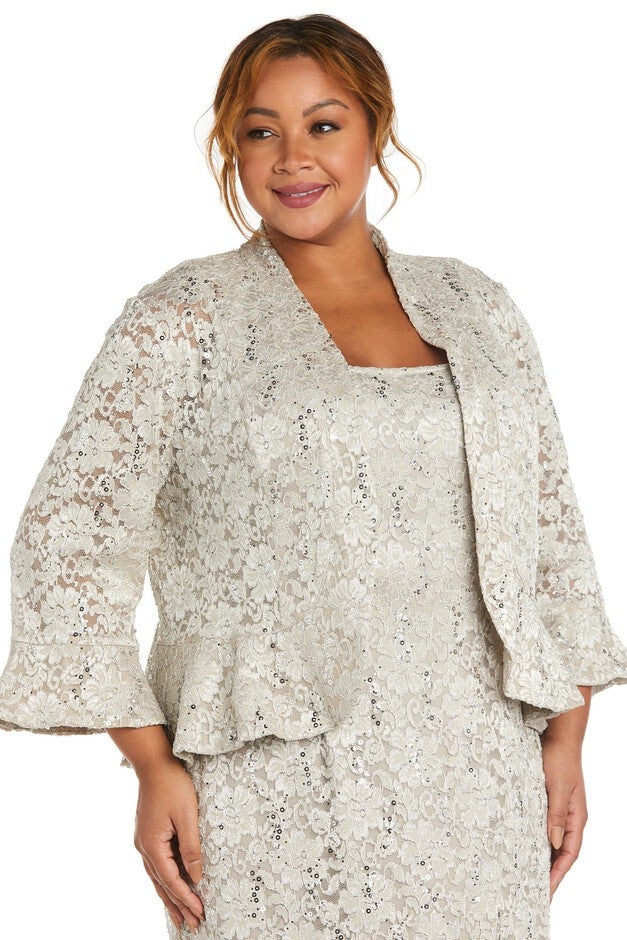 Lace Column Dress with Matching Lace Jacket, , alternate image number null