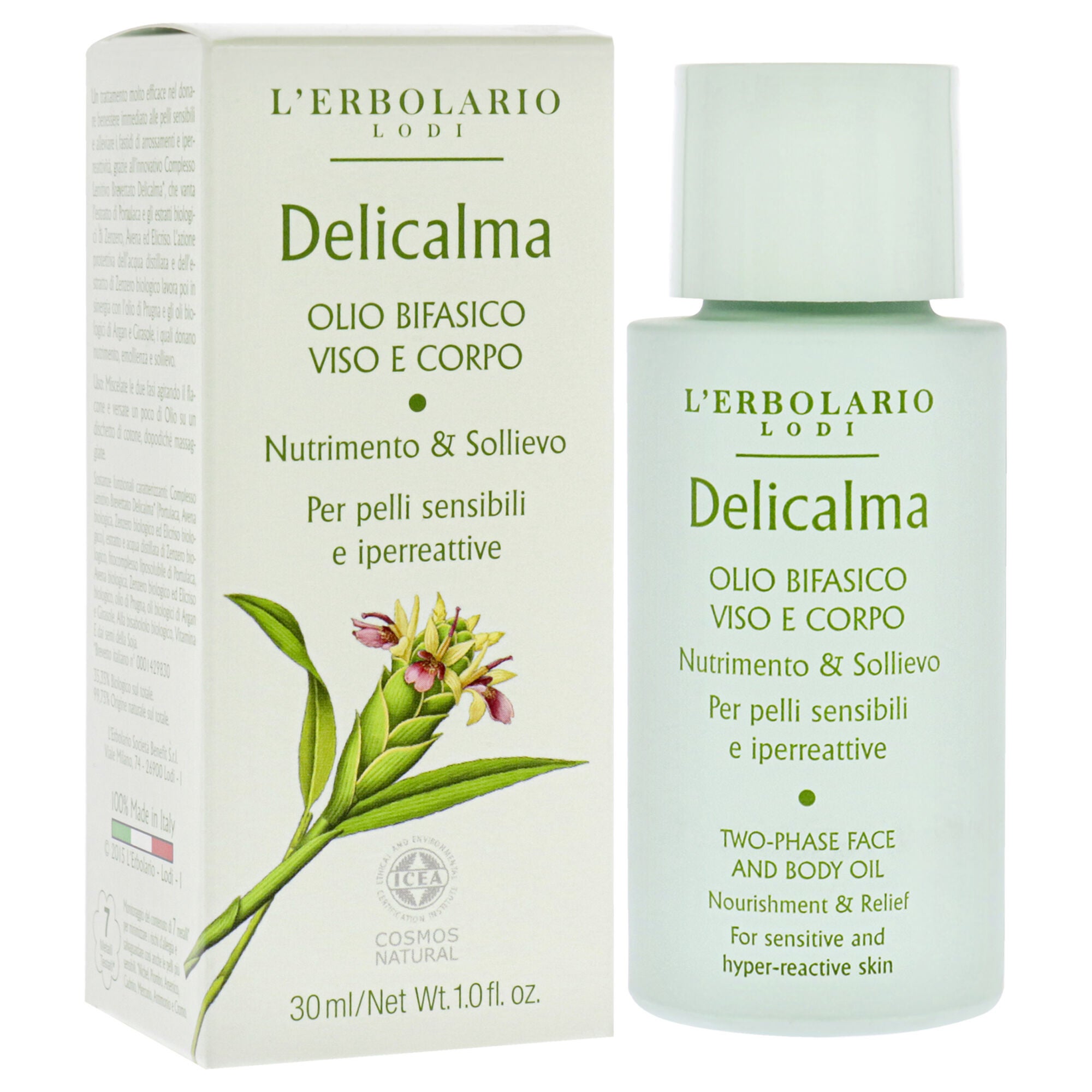 Delicalma Two-Phase Face and Body Oil by LErbolario for Unisex - 1 oz Oil, See Description, alternate image number 1