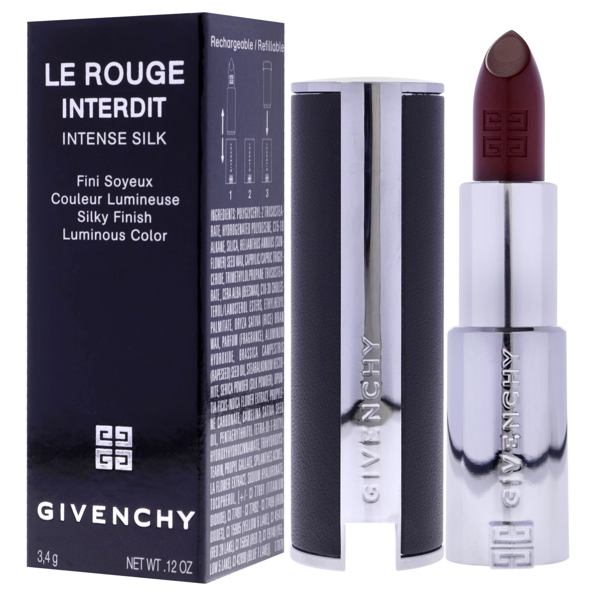 Le Rouge Interdit Intense Silk Lipstick - 117 Rouge Erable by Givenchy for Women - 0.12 oz Lipstick (Refillable), Pink, alternate image number 2