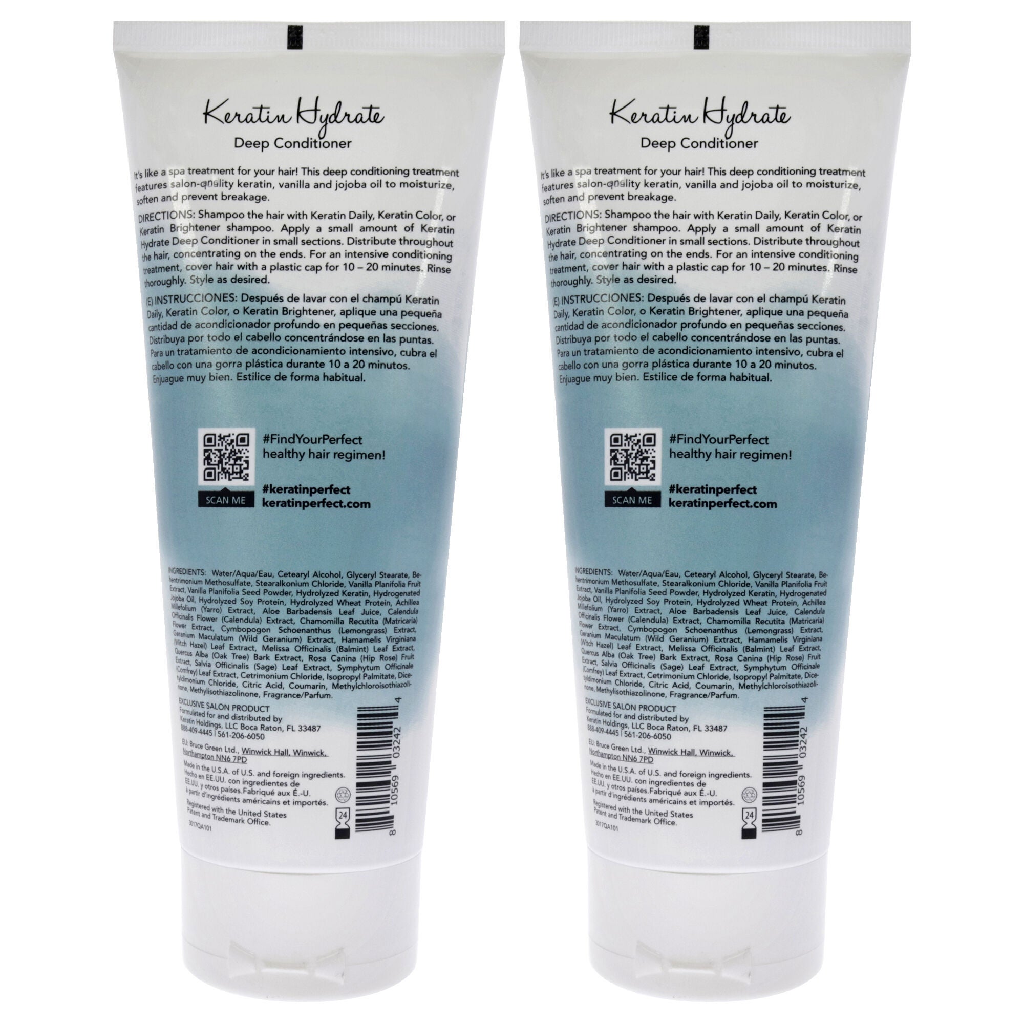 Keratin Hydrate Deep Conditioner by Keratin Perfect for Unisex - 7 oz Conditioner - Pack of 2, See Description, alternate image number 1