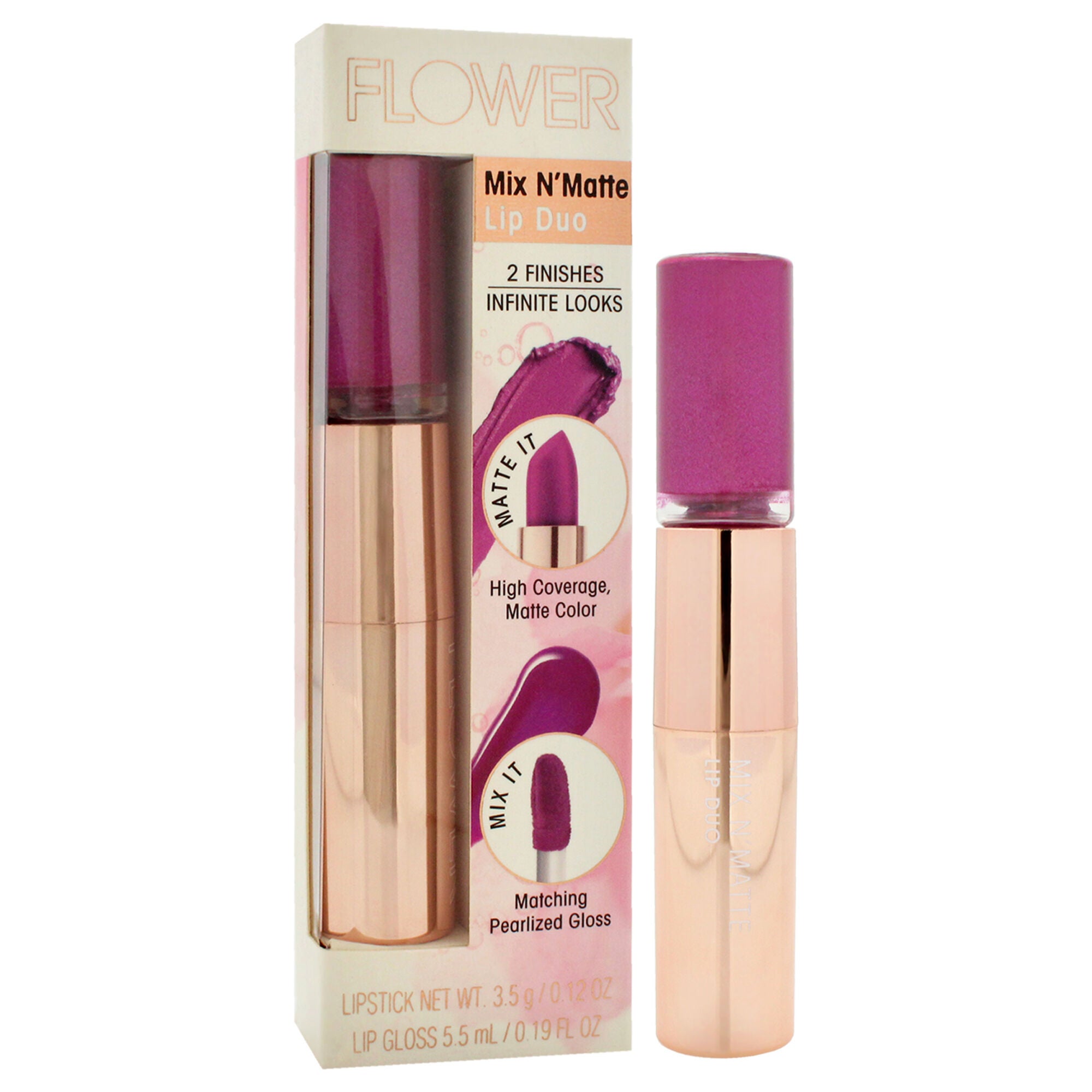 Mix N Matte Lip Duo - LD5 Violet Vixen by Flower Beauty for Women - 0.19 oz Lipstick, See Description, alternate image number 2