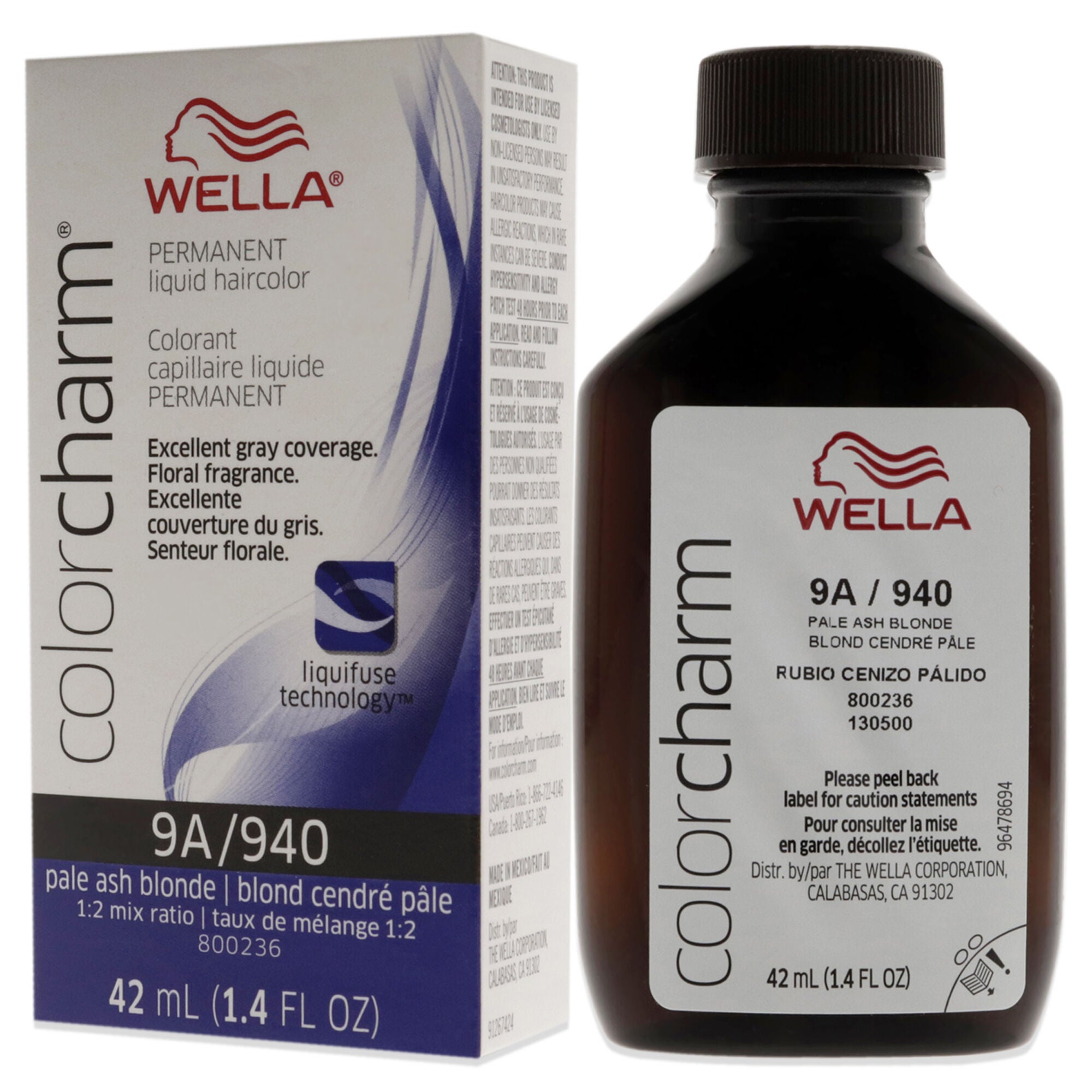 Color Charm Permanent Liquid Hair Color - 940 9A Pale Ash Blonde by Wella for Unisex - 1.42 oz Hair Color, See Description, alternate image number 3