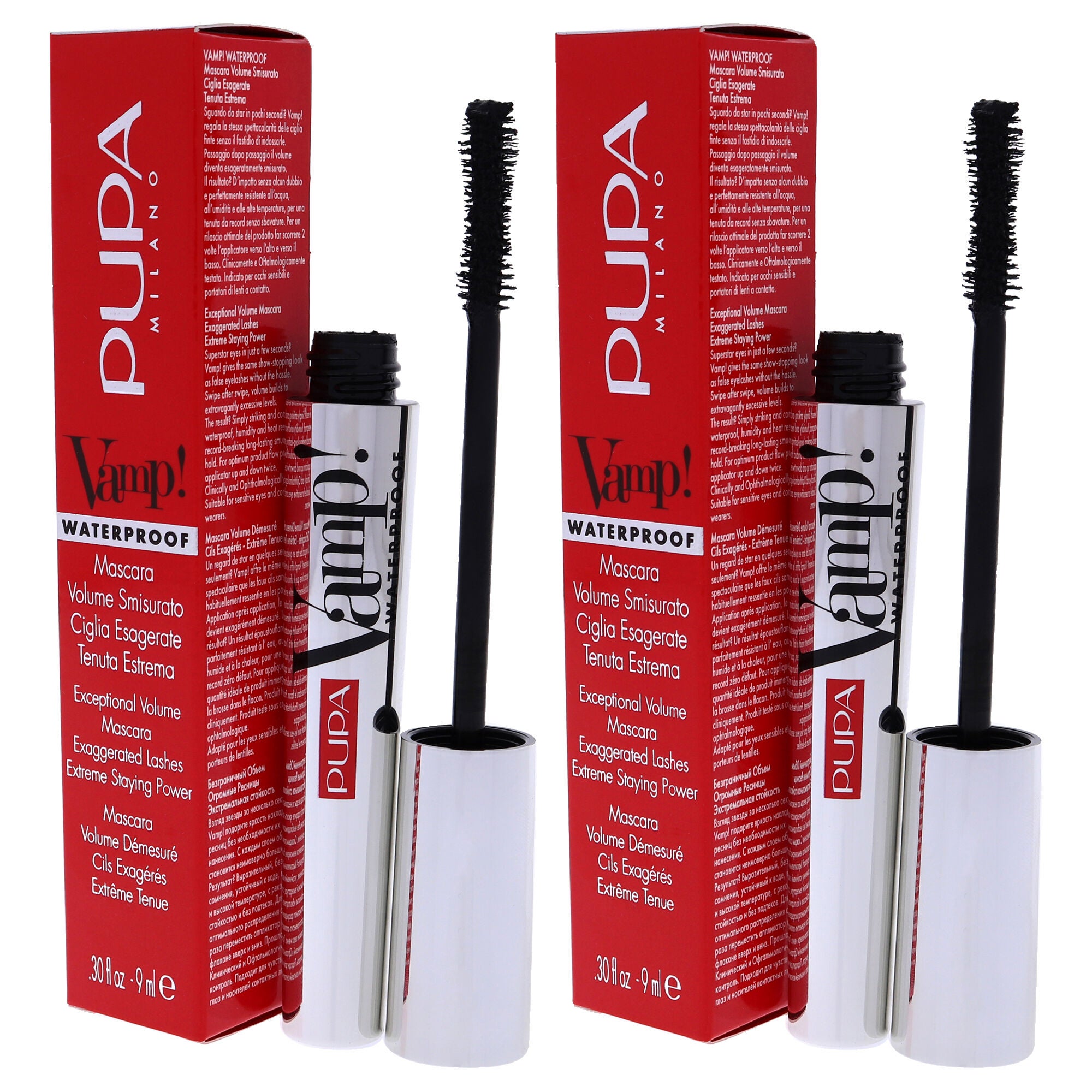 Vamp! Waterproof Mascara - 001 Extra Black by Pupa Milano for Women - 0.30 oz Mascara - Pack of 2, See Description, alternate image number 3