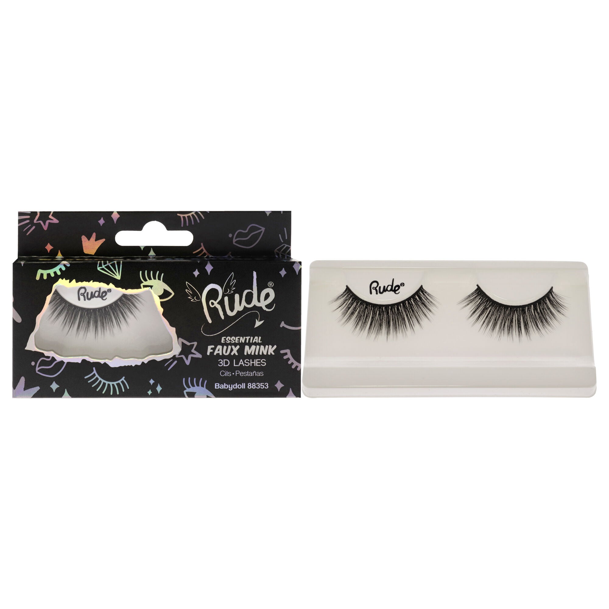 Essential Faux Mink 3D Lashes - Babydoll by Rude Cosmetics for Women - 1 Pc Pair, See Description, hi-res image number 0