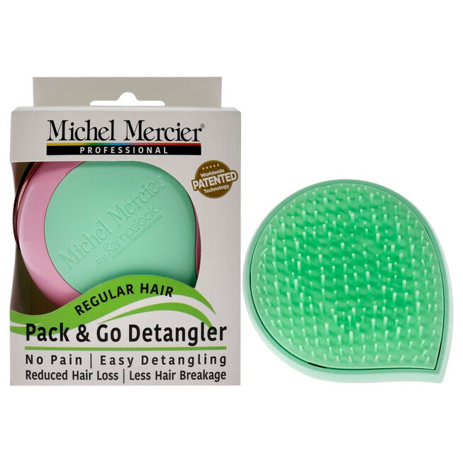 Pack and Go Detangler Regular Hair - Green-Pink by Michel Mercier for Unisex - 1 Pc Hair Brush, NA, hi-res image number null