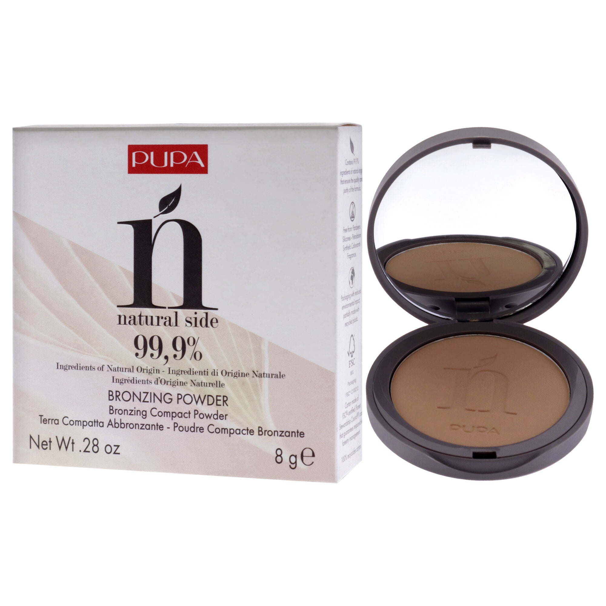 Natural Side Bronzing Powder - 001 Light Bronze by Pupa Milano for Women - 0.28 oz Powder, See Description, alternate image number 3