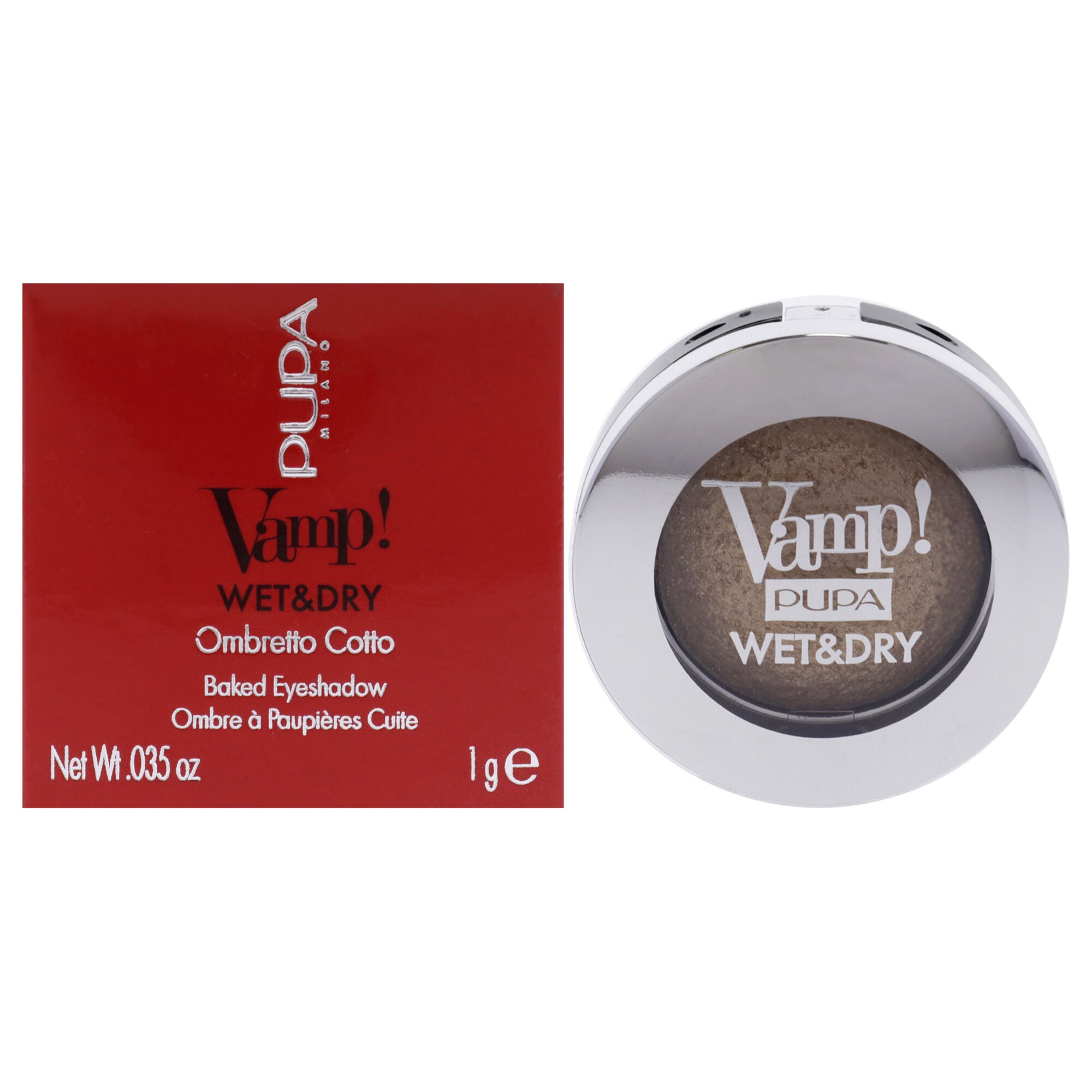 Vamp! Wet and Dry Baked Eyeshadow - 101 Precious Gold by Pupa Milano for Women - 0.035 oz Eye Shadow, See Description, hi-res image number 0