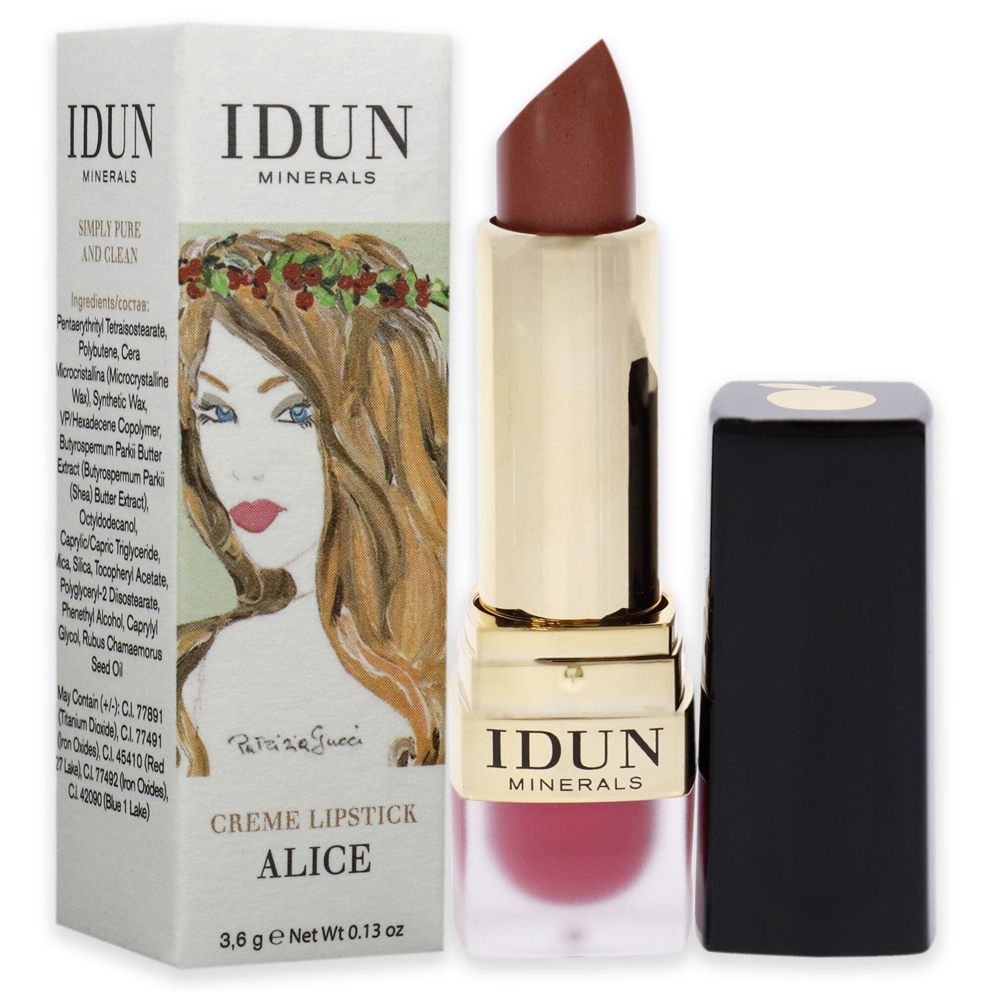 Creme Lipstick - 202 Alice by Idun Minerals for Women - 0.13 oz Lipstick, See Description, alternate image number 1
