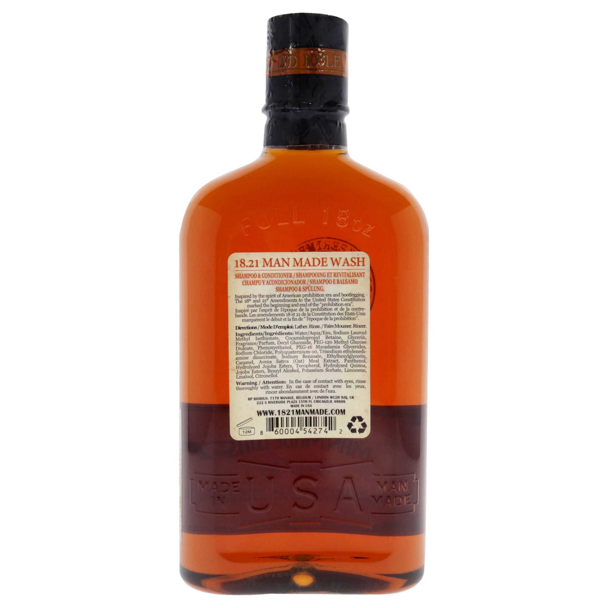 Man Made Wash - Noble Oud by 18.21 Man Made for Men - 18 oz 3-In-1 Shampoo, Conditioner and Body Wash, See Description, alternate image number 1