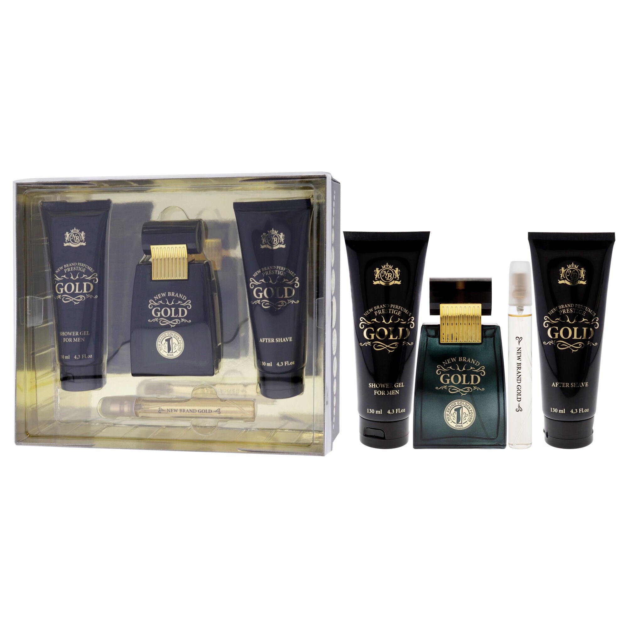 Gold by New Brand for Men - 3 Pc Gift Set 3.3oz EDT Spray, 0.5oz EDT Spray, 4.3oz Shower Gel, 4.3oz After Shave, See Description, alternate image number 3
