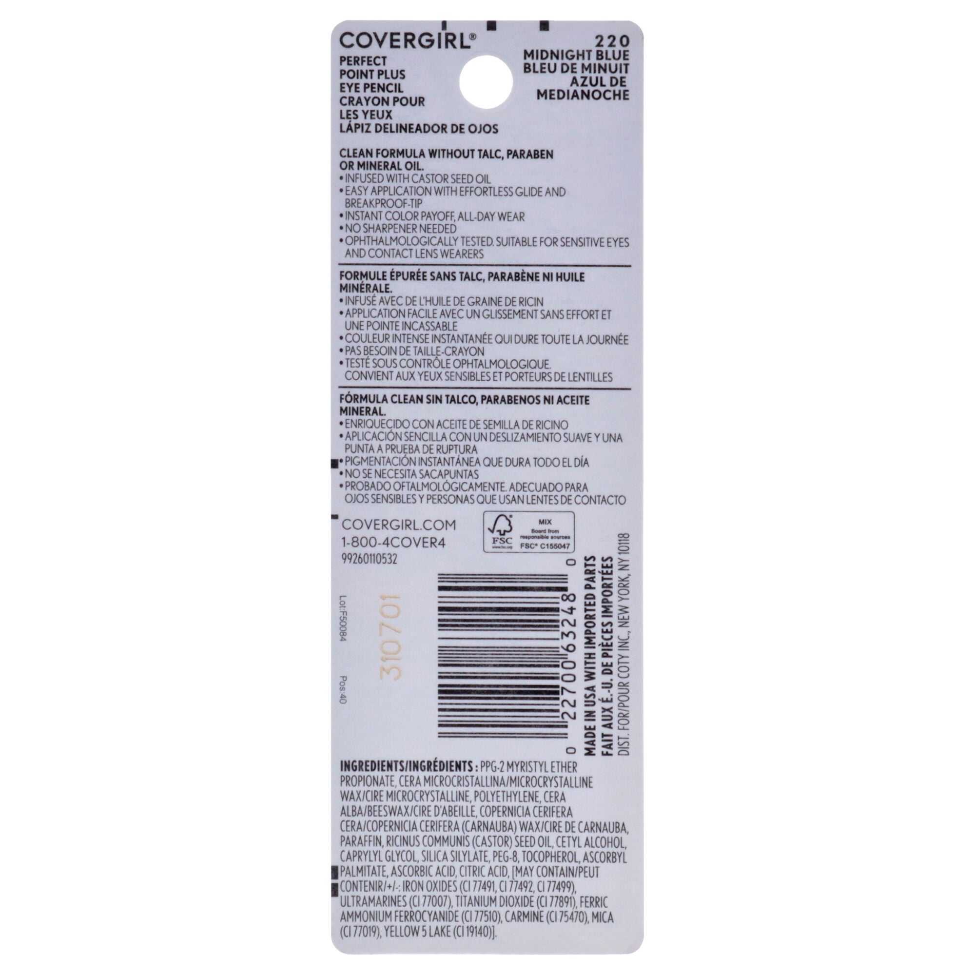 Perfect Point Plus Eyeliner - # 220 Midnight Blue by CoverGirl for Women - 0.008 oz Eyeliner, See Description, alternate image number 1