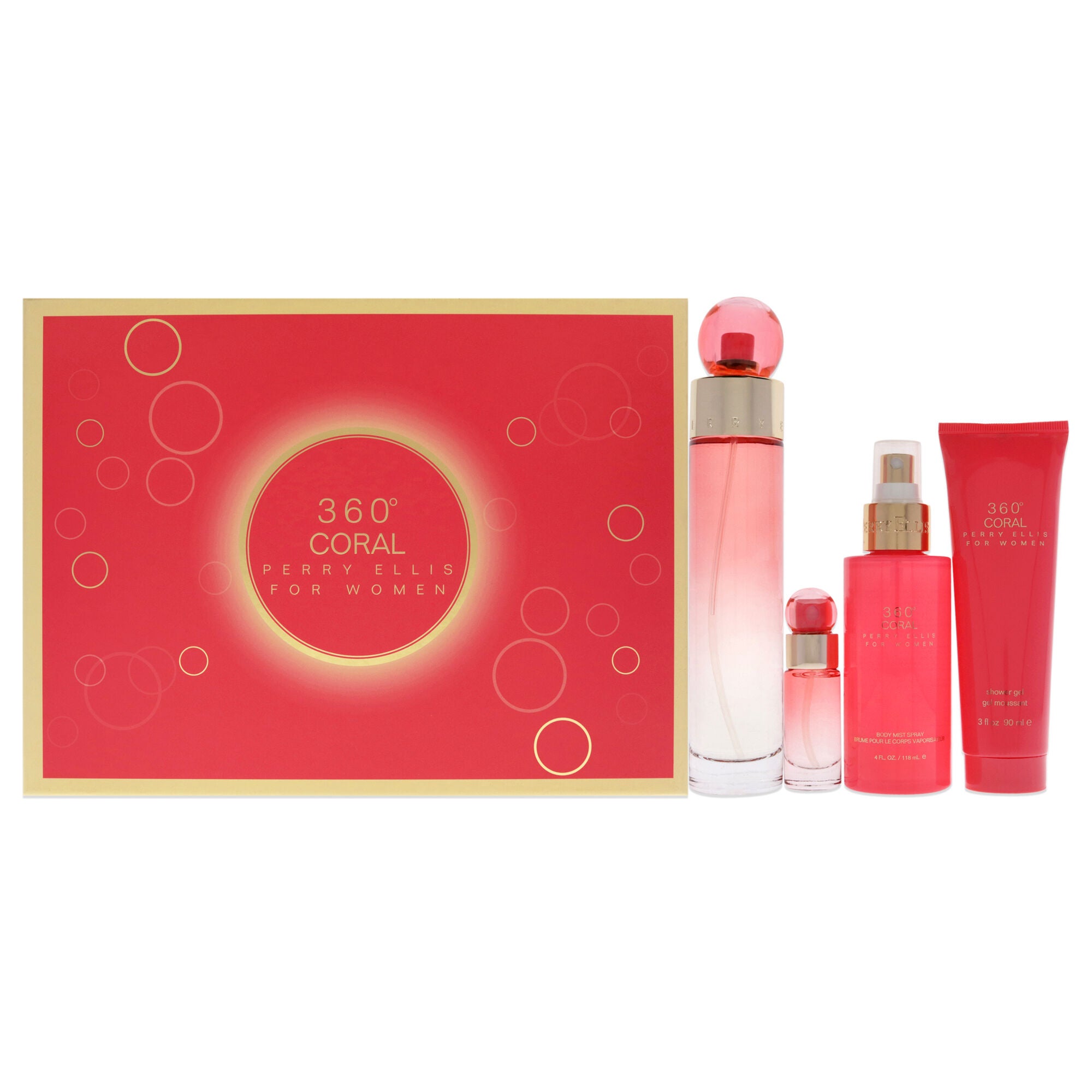 360 Coral by Perry Ellis for Women - 4 Pc Gift Set 3.4oz EDP Spray, 4oz Body Mist, 3oz Shower Gel, 0.25oz EDP Spray, , alternate image number 4