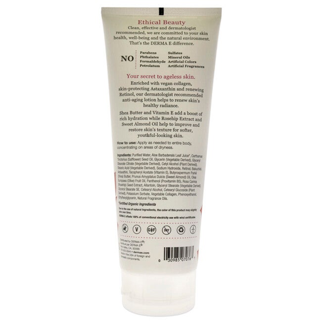 Anti-Aging Shea Body Lotion - Rosehip and Almond by Derma-E for Unisex - 8 oz Body Lotion, , alternate image number null