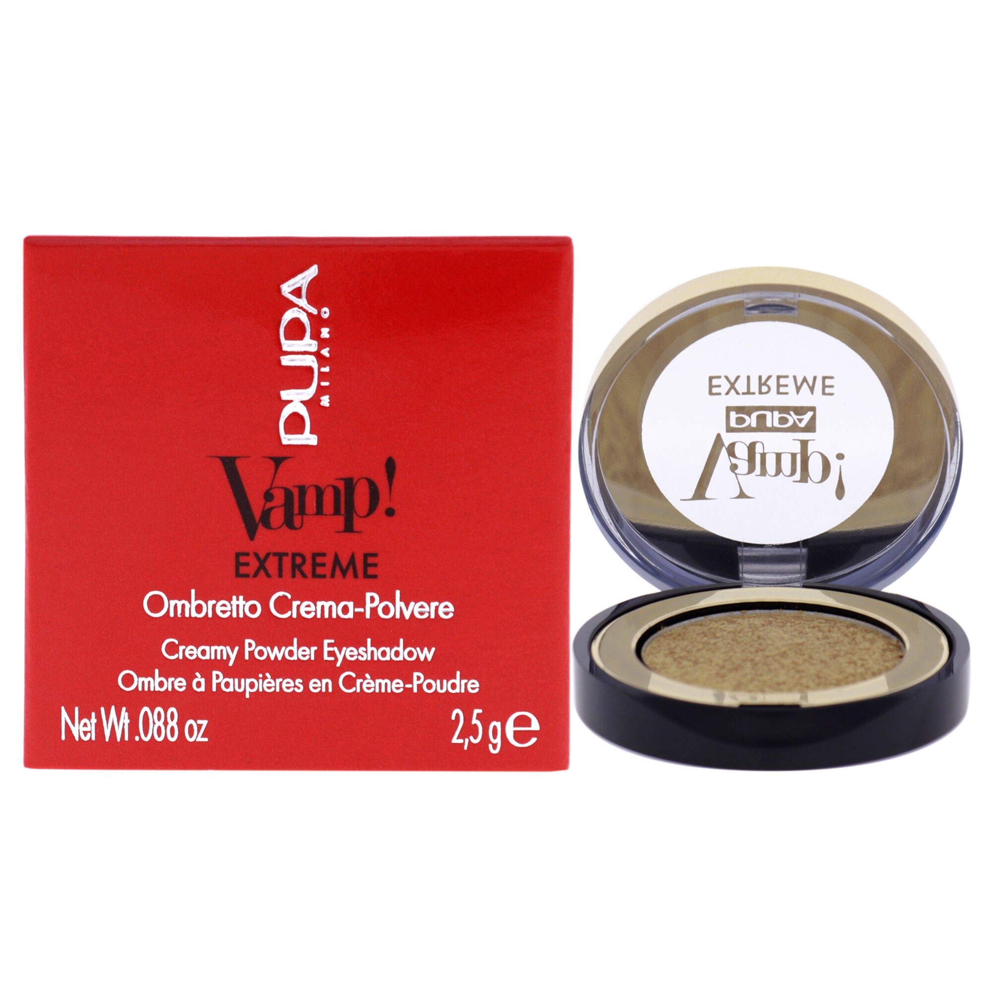 Vamp! Extreme Cream Powder Eyeshadow - 001 Extreme Gold by Pupa Milano for Women - 0.088 oz Eye Shadow, See Description, hi-res image number 0