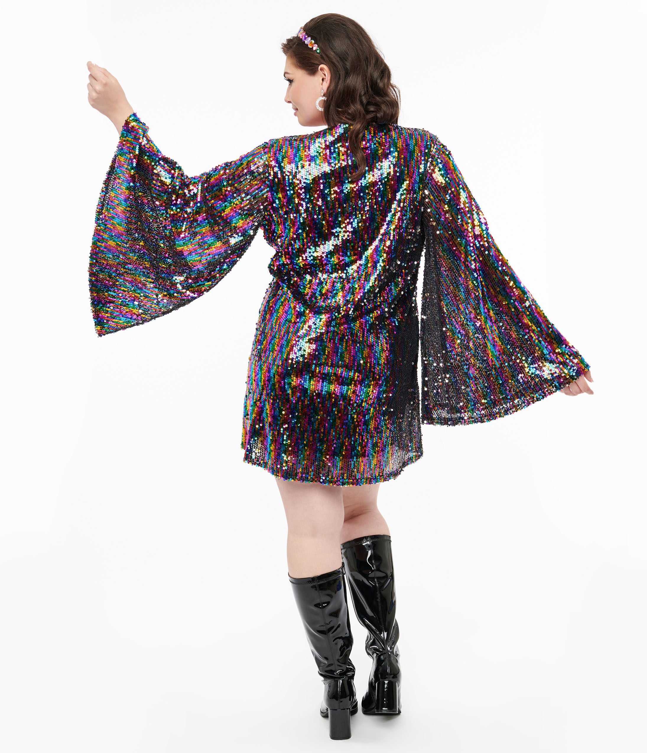 Smak Parlour 1960s Rainbow Sequin Downtown Scene Mini Dress, , alternate image number 5
