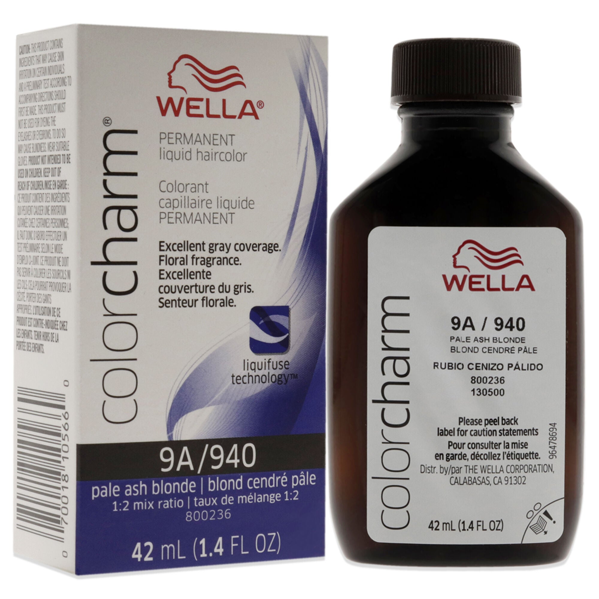 Color Charm Permanent Liquid Hair Color - 940 9A Pale Ash Blonde by Wella for Unisex - 1.42 oz Hair Color, See Description, alternate image number 2