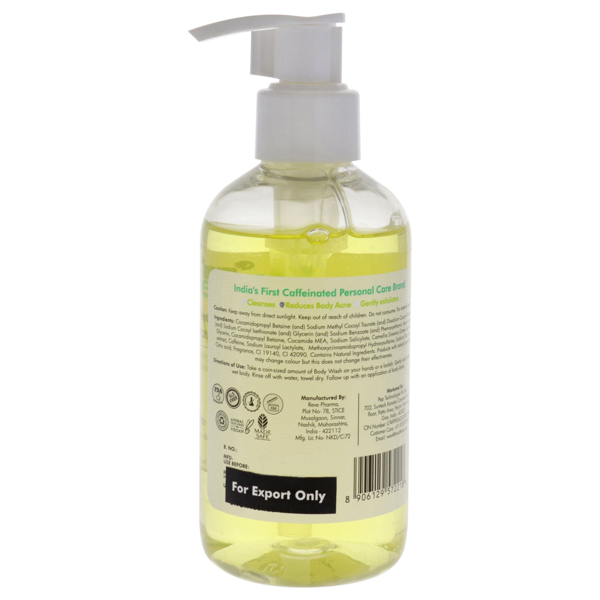 Green Tea Body Wash with BHA Salicylic Acid - 1 Percent by mCaffeine for Unisex - 6.76 oz Body Wash, See Description, alternate image number 1