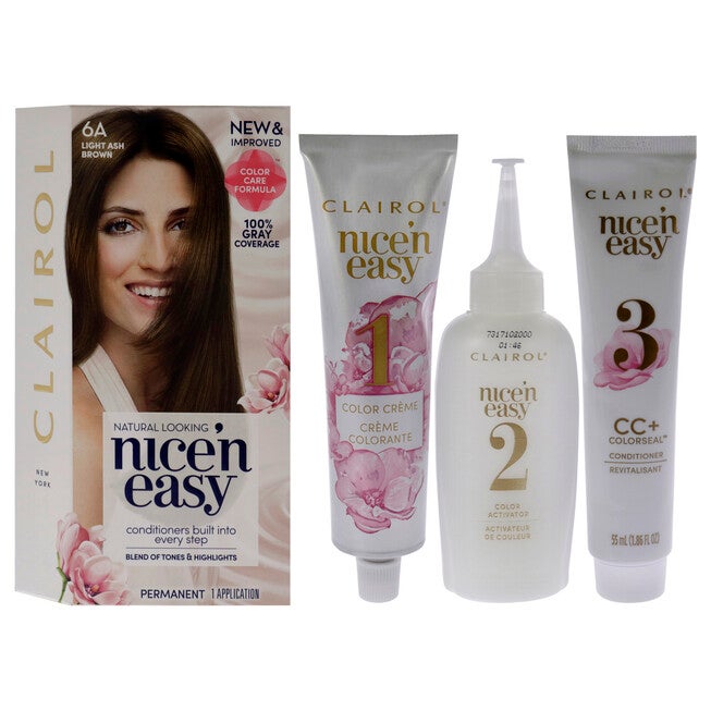 Nice n Easy Permanent Color - 6A 114 Light Ash Brown by Clairol for Women - 1 Application Hair Color, NA, hi-res image number null