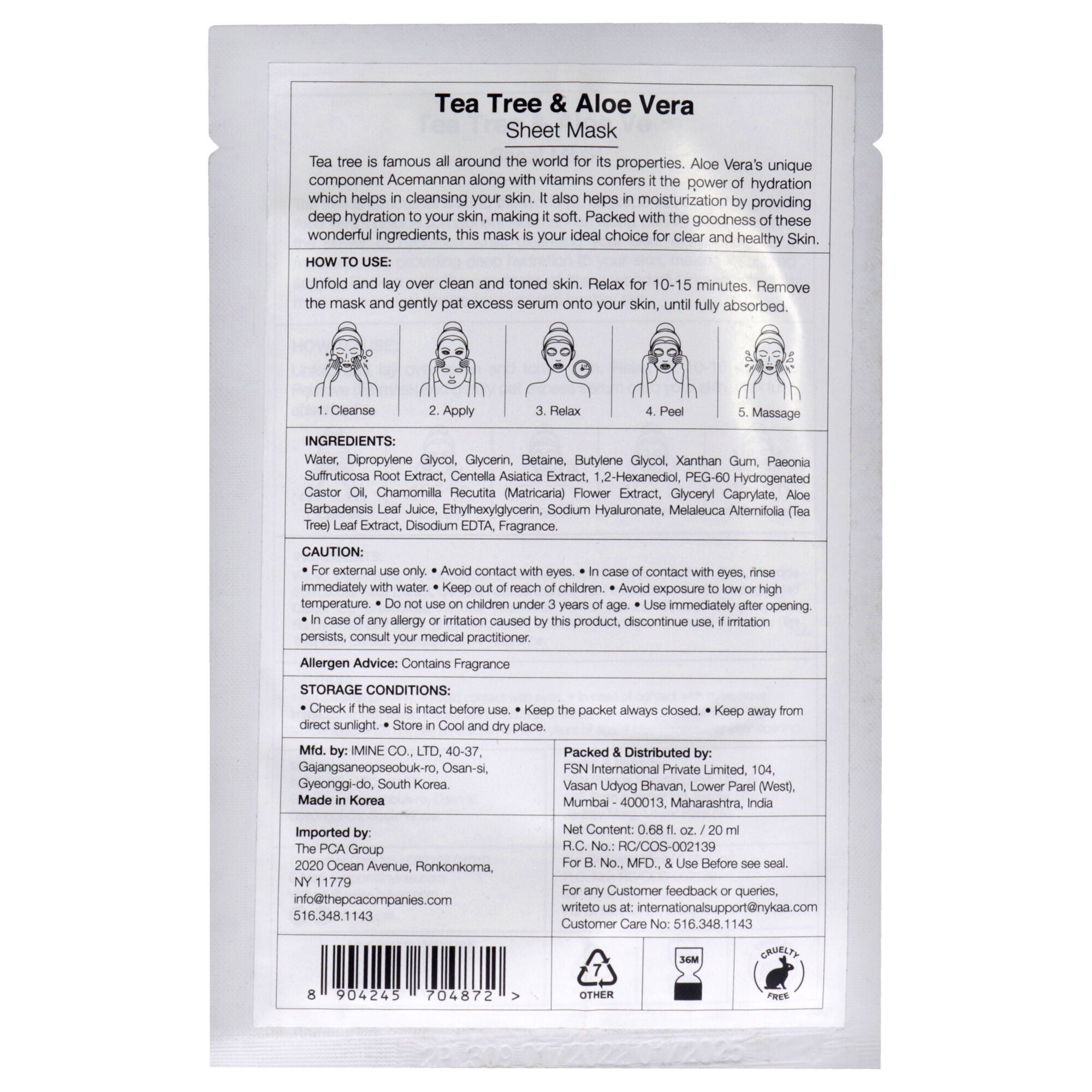 Skin Secrets Sheet Mask - Tea Tree and Aloe Vera by Nykaa Naturals for Women - 1 Pc Mask, , alternate image number 4