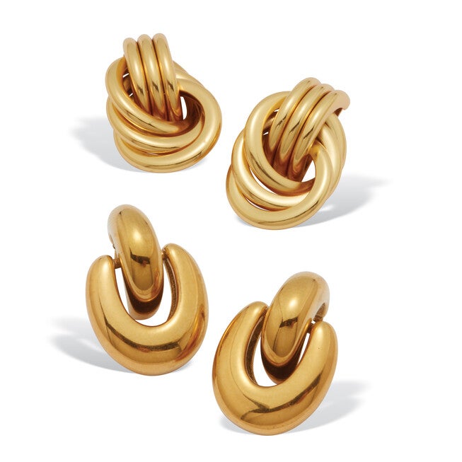 Yellow Gold Ion-Plated Stainless Steel Twisted Knot Drop Earring Set, YELLOW, hi-res image number 0