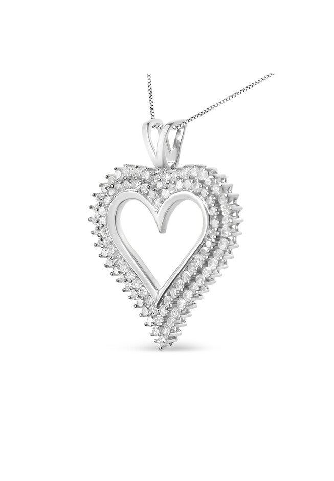 Sterling Silver 1/2 Cttw Diamond Heart Pendant Necklace, , on-hover image number null
