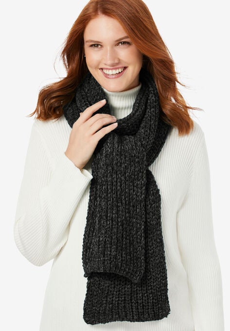 Chenille Scarf, BLACK, hi-res image number null