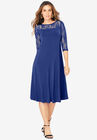 Ultrasmooth® Fabric Illusion Lace Swing Dress, ULTRA BLUE, hi-res image number null