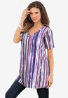 Studded Tie-Dye Tunic, MIDNIGHT VIOLET WATERCOLOR STRIPE, hi-res image number 0