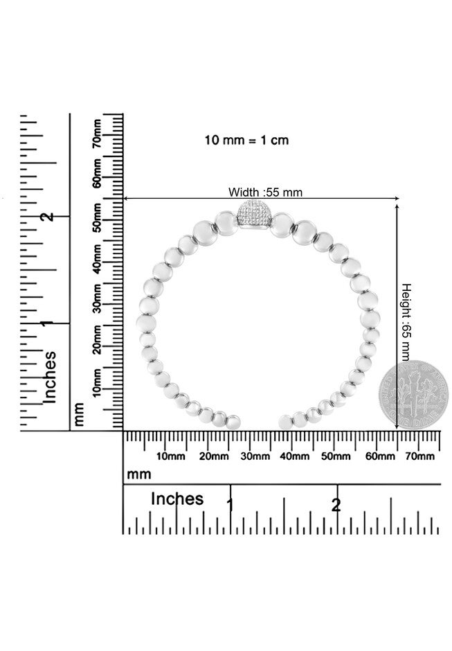 Sterling Silver 1/6 Cttw Diamond Rondelle Graduated Ball Bead Cuff Bangle Bracelet, , alternate image number null