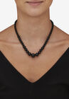 Graduated Round Genuine Black Agate Necklace 18" Jewelry, , alternate image number null