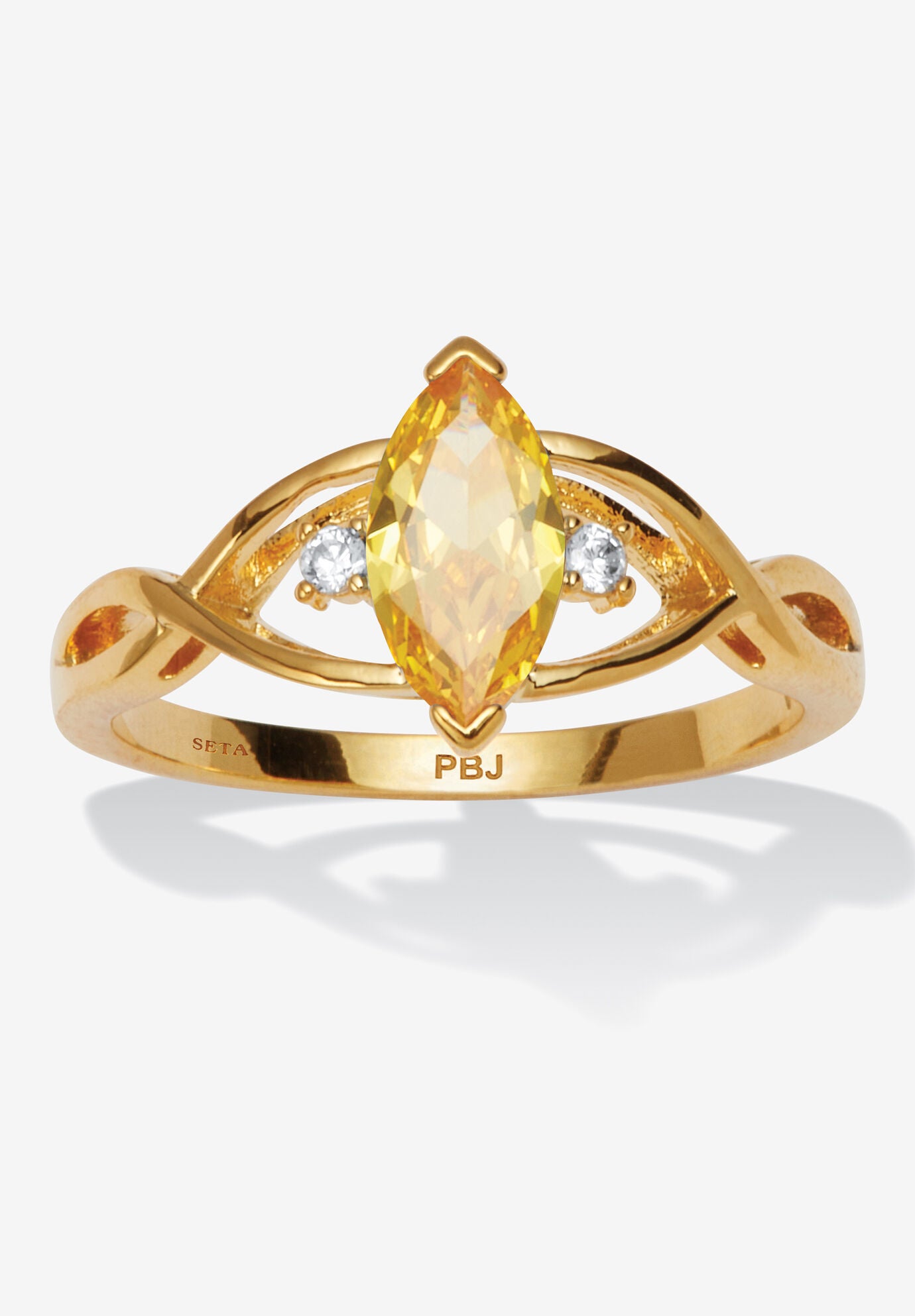Marquise Simulated Birthstone Gold-Plated Ring, NOVEMBER, hi-res image number 0