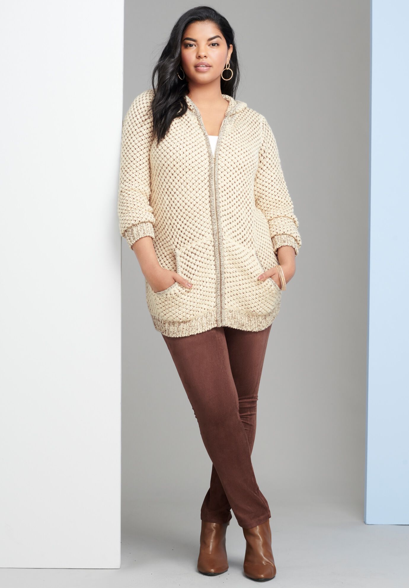 thermal hoodie cardigan