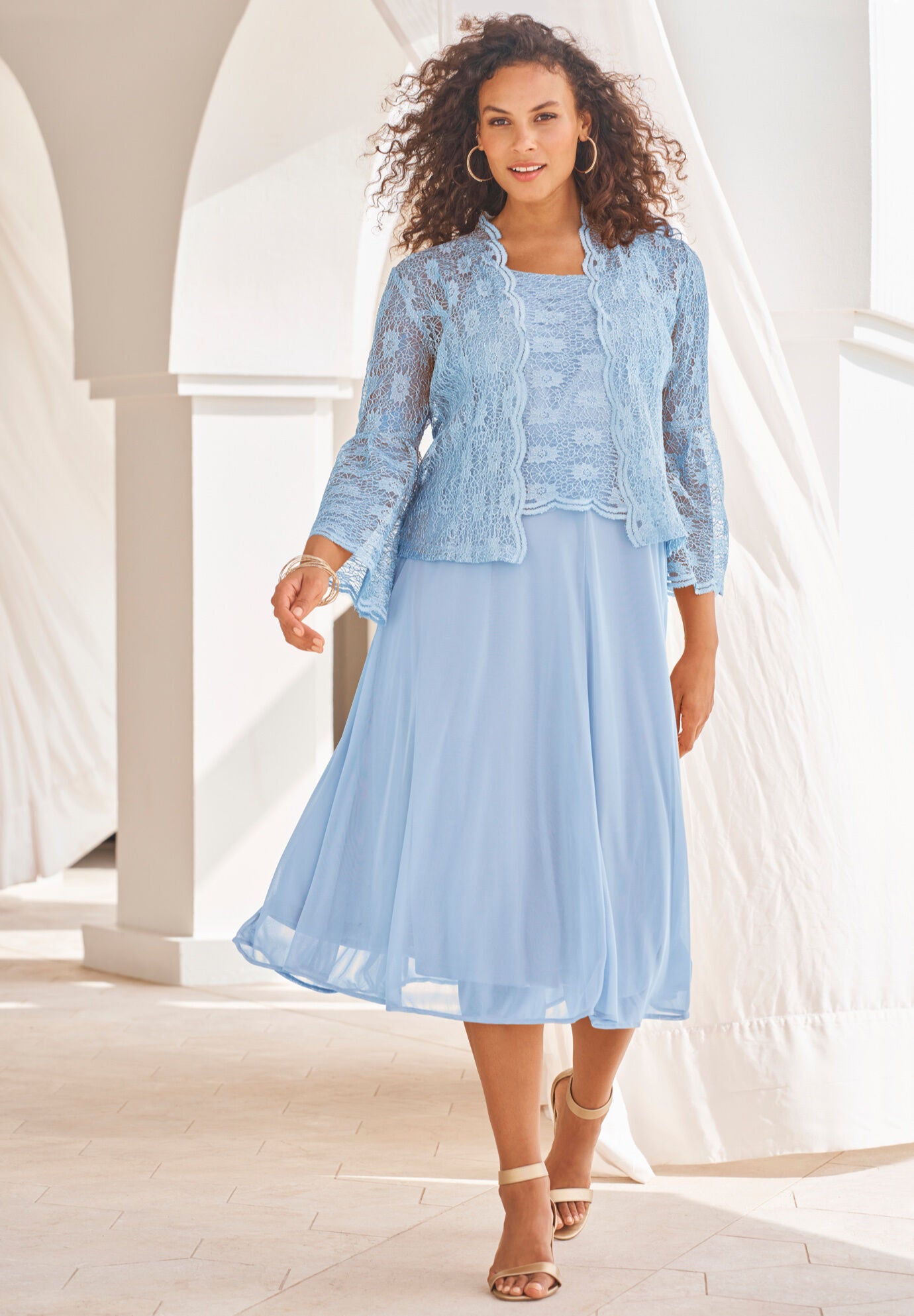 Glitter Lace Jacket Dress Set